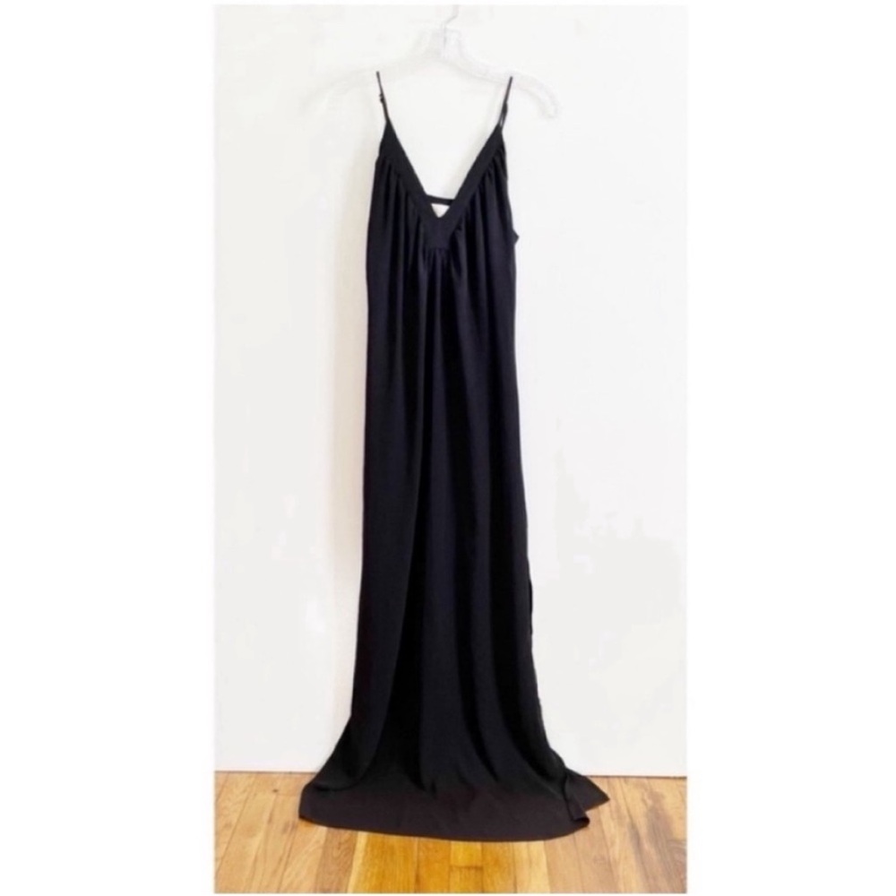 Rory Beca Jecka Gown black maxi semi sheer v neck - Picture 1 of 6